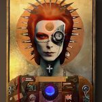 Cut-Up Immortality — interactive electronic David Bowie sculpture by Alex Mayhew (LEX) inspired by Bowie cut-up technique, Bowie Bots series