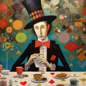The Mad Hatter — original Lewis Carroll Alice in Wonderland fine art giclée print by Alex Mayhew (LEX), archival metallic, Alice collection