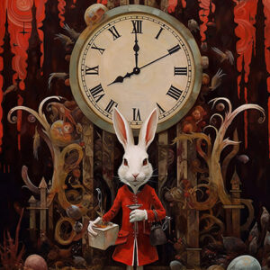 Timebelle — original Lewis Carroll Alice in Wonderland fine art print by Alex Mayhew (LEX), limited-edition archival giclee, Alice collection
