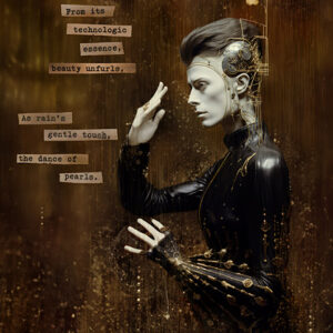 Raindancer — David Bowie tribute artwork with original poem by Alex Mayhew (LEX), Bowie Bots series, mixed-media fine art print