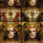 Changemaker Quadtych 1 — David Bowie inspired mixed-media fine art by Alex Mayhew (LEX), Bowie Bots series, limited-edition archival print